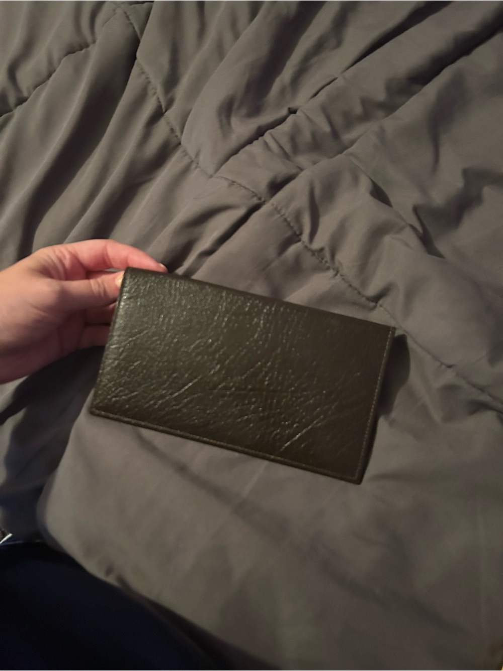 Vintage Brown leather check wallet with diagonal stitching #wallet #leather